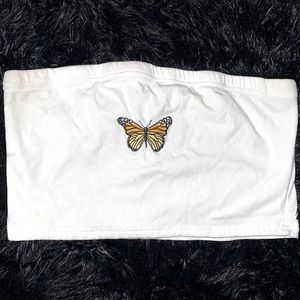 White Monarch Butterfly Tube Top
